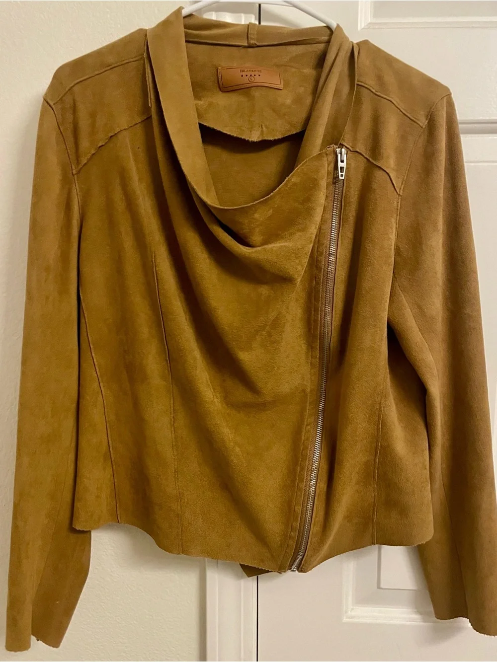 Blank NYC Draped Moto Jacket - Caramel Brown